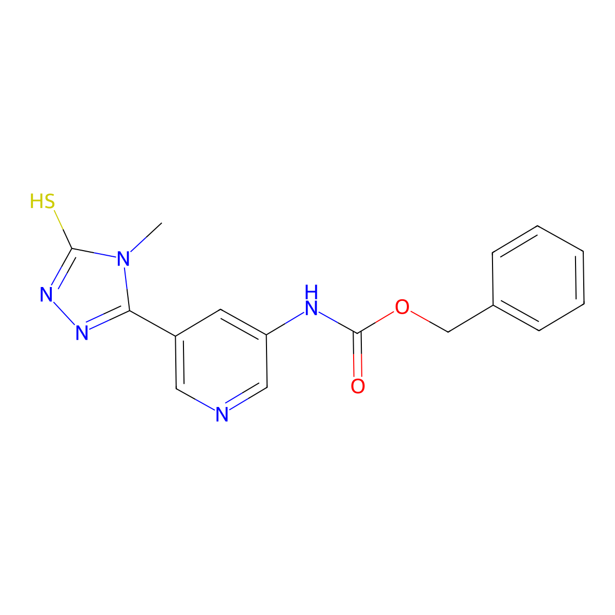 benzyl N-[5-(4-methyl-5-sulfanyl-4H-1,2,4-triazol-3-yl)pyridin-3-yl]carbamate molecular structure, CAS 2680741-99-3