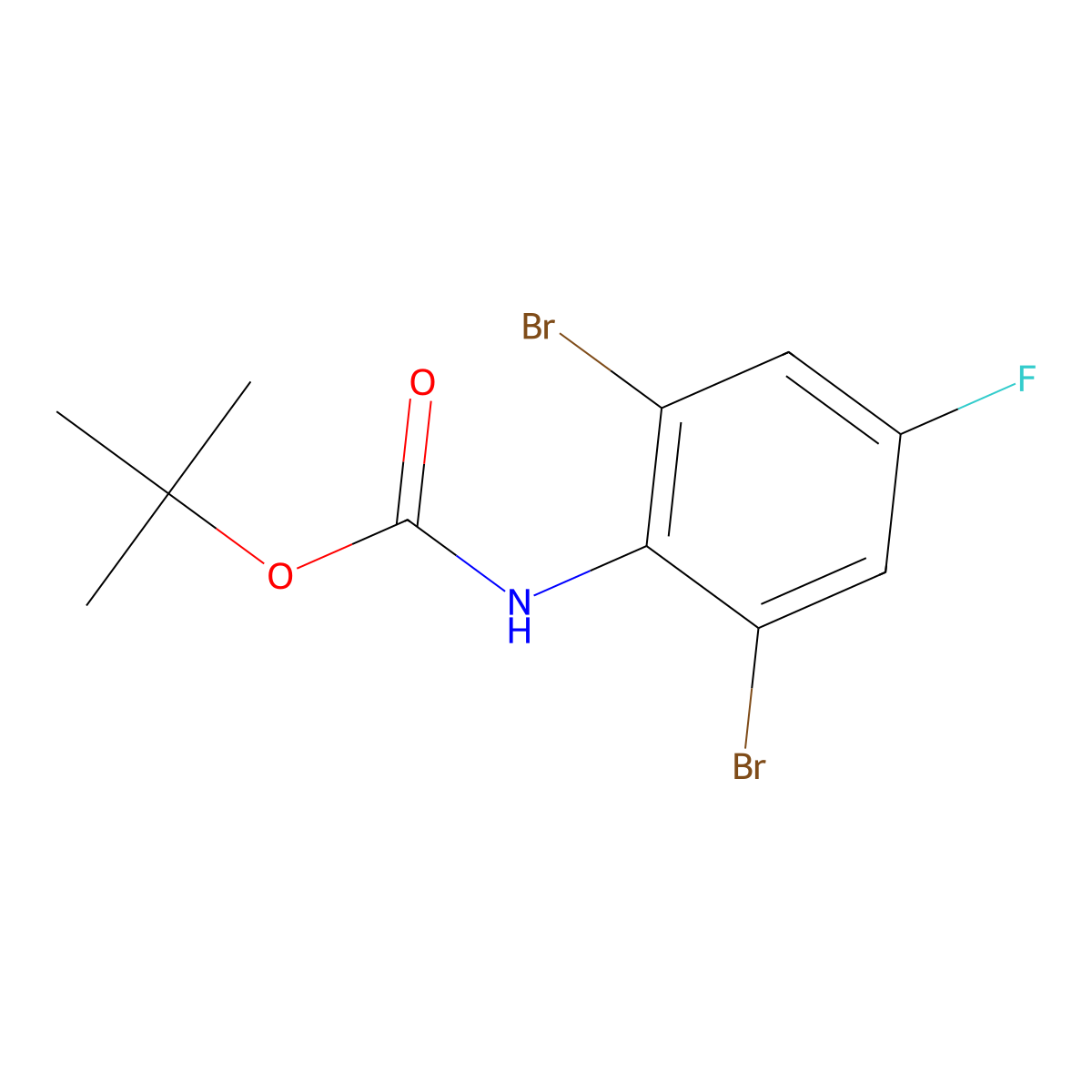 tert-butyl N-(2,6-dibromo-4-fluorophenyl)carbamate molecular structure, CAS 2680742-01-0