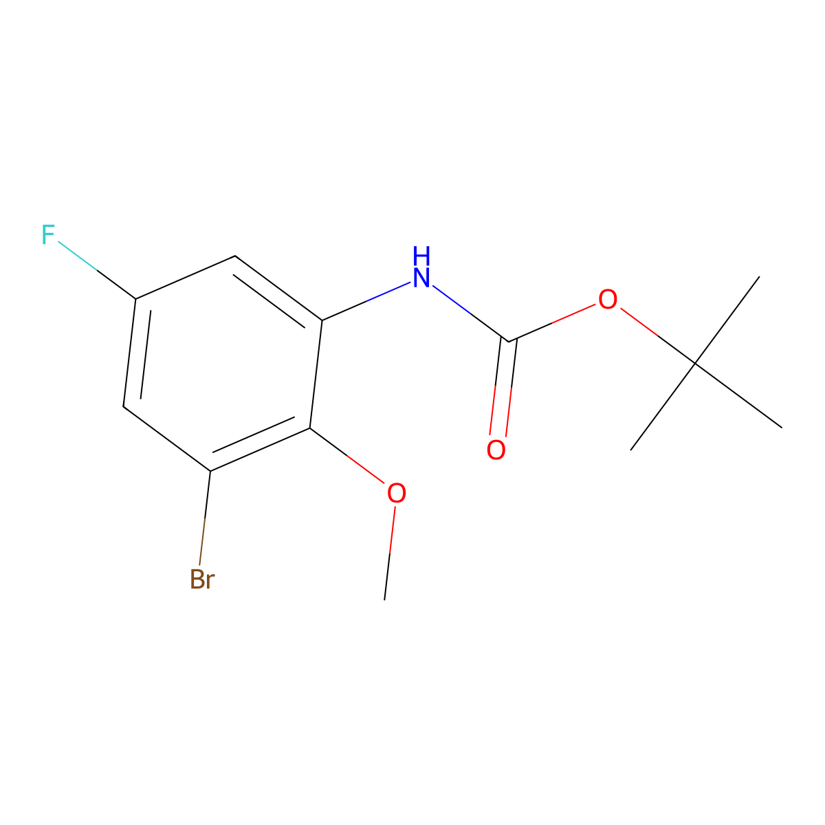 tert-butyl N-(3-bromo-5-fluoro-2-methoxyphenyl)carbamate molecular structure, CAS 2680742-04-3