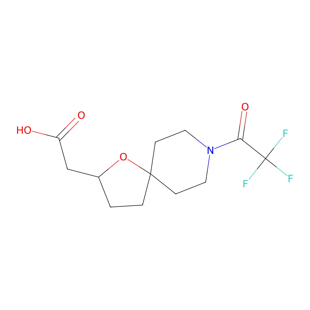 2-[8-(2,2,2-Trifluoroacetyl)-1-oxa-8-azaspiro[4.5]decan-2-yl]acetic acid molecular structure, CAS 2680742-12-3