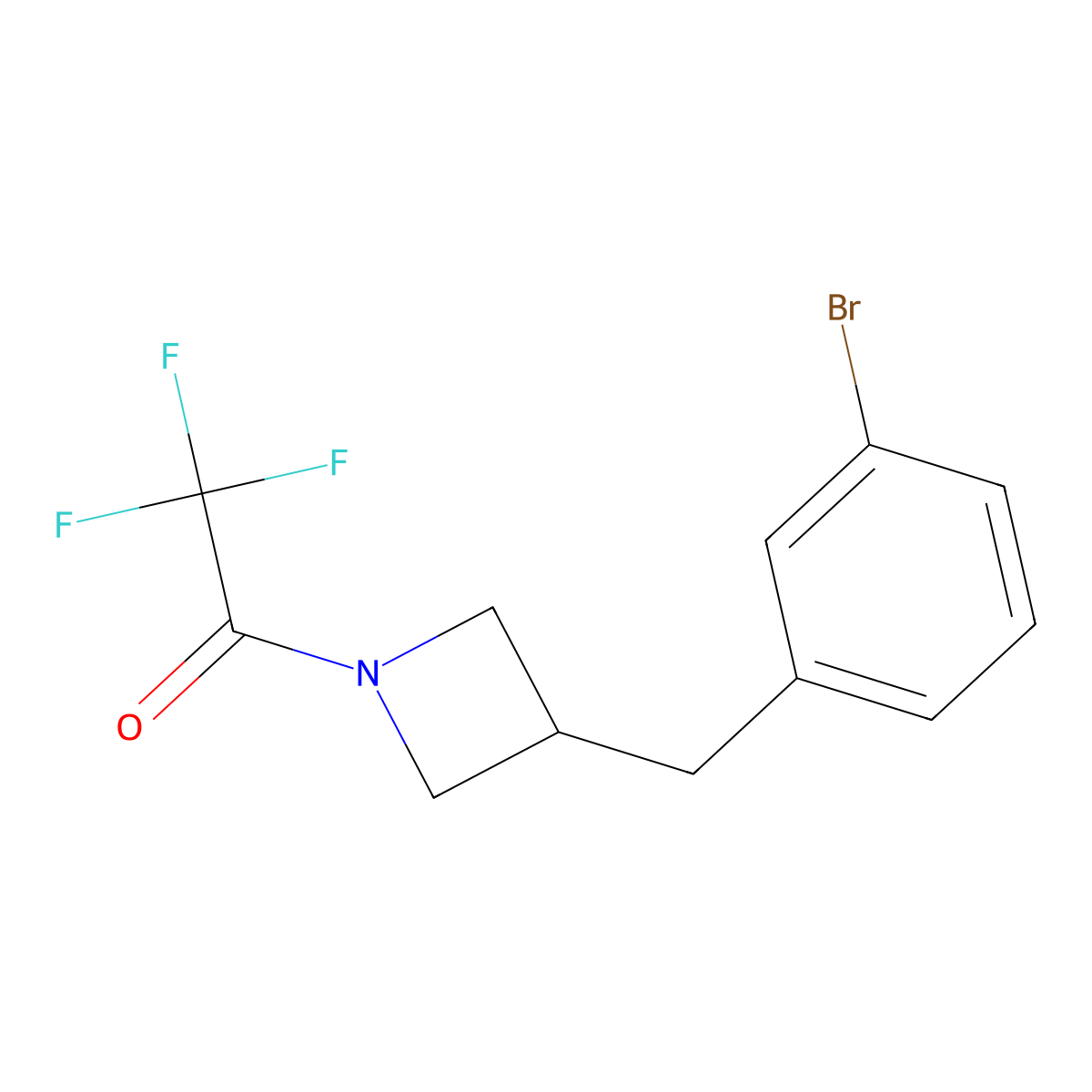 1-{3-[(3-Bromophenyl)methyl]azetidin-1-yl}-2,2,2-trifluoroethan-1-one molecular structure, CAS 2680742-16-7