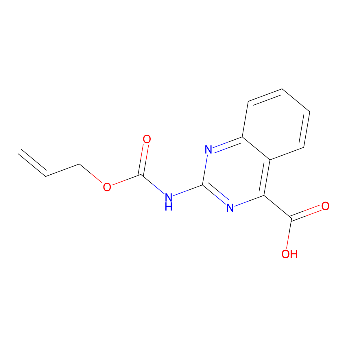 2-{[(Prop-2-en-1-yloxy)carbonyl]amino}quinazoline-4-carboxylic acid molecular structure, CAS 2680742-39-4