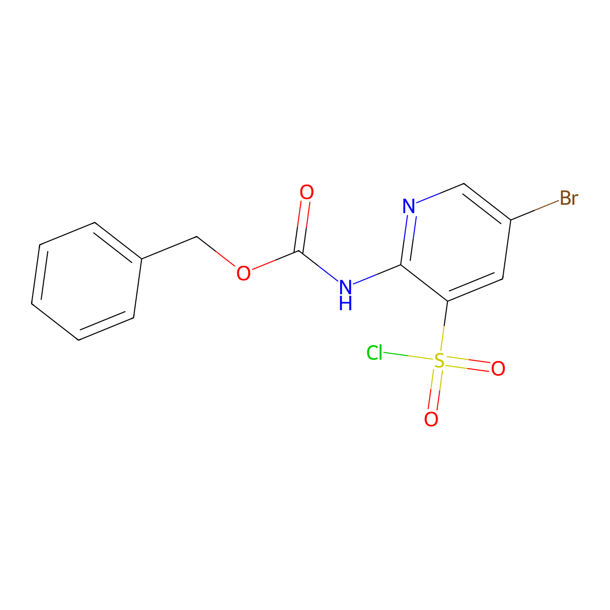 benzyl N-[5-bromo-3-(chlorosulfonyl)pyridin-2-yl]carbamate molecular structure, CAS 2680742-45-2