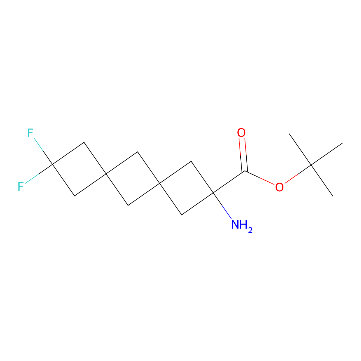 Tert-butyl 2-amino-8,8-difluorodispiro[3.1.3^{6}.1^{4}]decane-2-carboxylate molecular structure, CAS 2680742-46-3