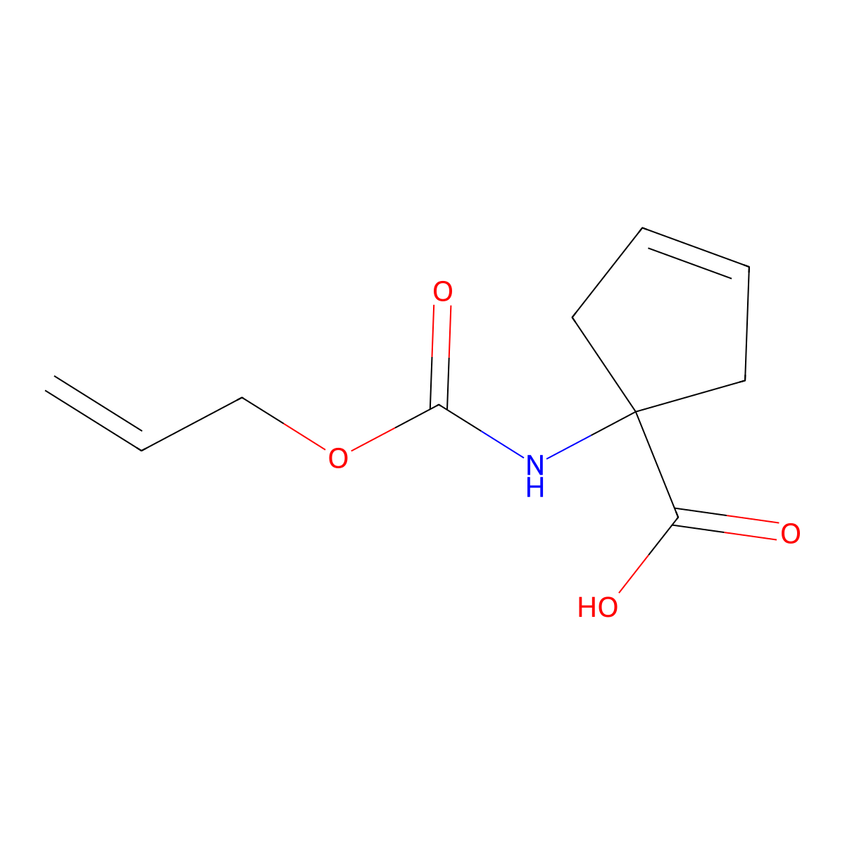 1-{[(Prop-2-en-1-yloxy)carbonyl]amino}cyclopent-3-ene-1-carboxylic acid molecular structure, CAS 2680742-55-4