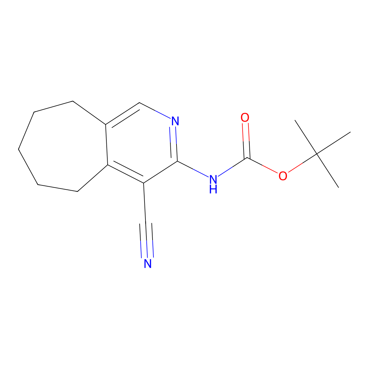 tert-butyl N-{4-cyano-5H,6H,7H,8H,9H-cyclohepta[c]pyridin-3-yl}carbamate molecular structure, CAS 2680742-56-5