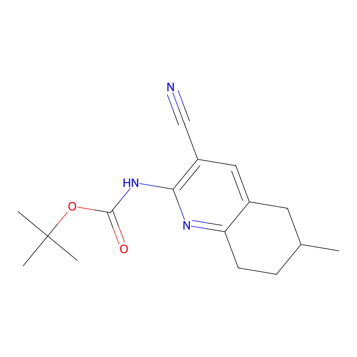 tert-butyl N-(3-cyano-6-methyl-5,6,7,8-tetrahydroquinolin-2-yl)carbamate molecular structure, CAS 2680742-58-7