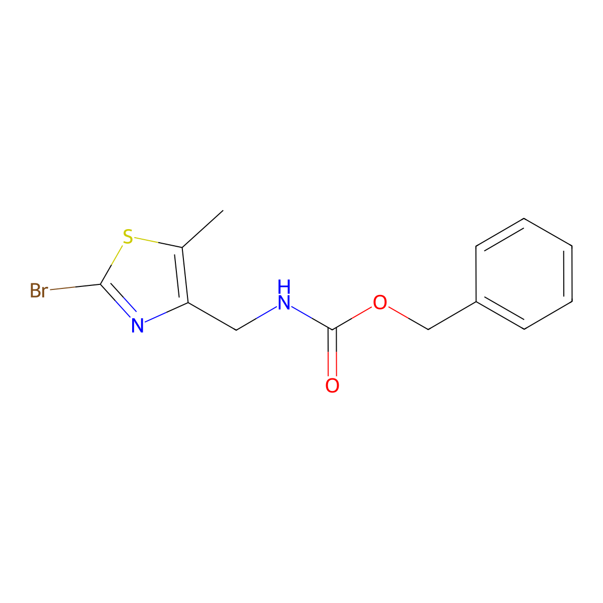 benzyl N-[(2-bromo-5-methyl-1,3-thiazol-4-yl)methyl]carbamate molecular structure, CAS 2680742-65-6
