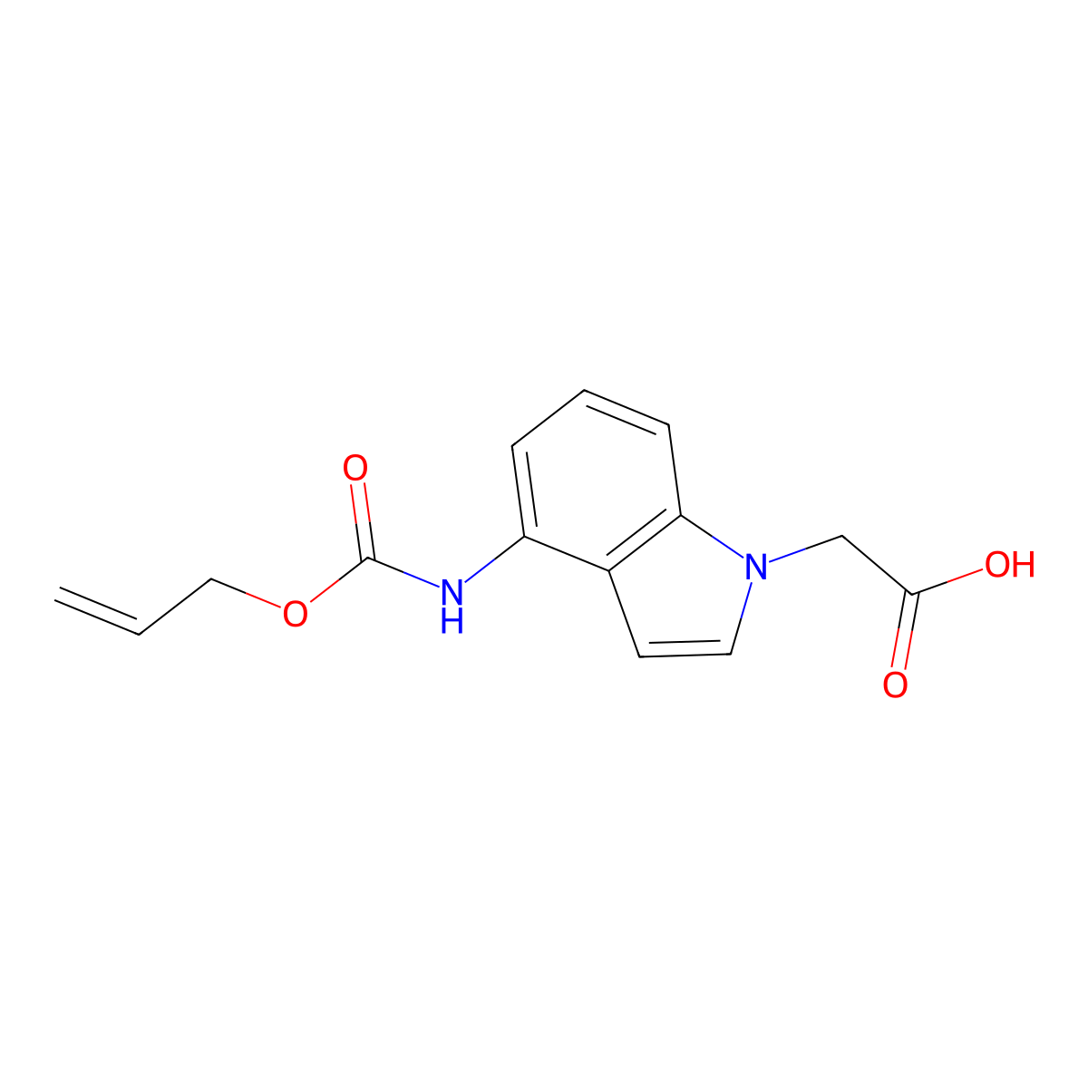 2-(4-{[(prop-2-en-1-yloxy)carbonyl]amino}-1H-indol-1-yl)acetic acid molecular structure, CAS 2680742-75-8