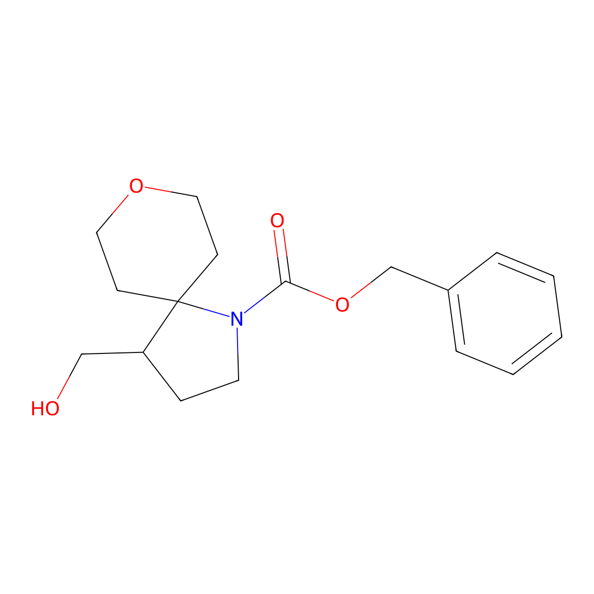 Benzyl 4-(hydroxymethyl)-8-oxa-1-azaspiro[4.5]decane-1-carboxylate molecular structure, CAS 2680742-86-1