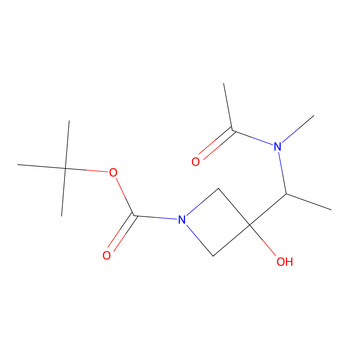 tert-butyl 3-hydroxy-3-[1-(N-methylacetamido)ethyl]azetidine-1-carboxylate molecular structure, CAS 2680742-89-4
