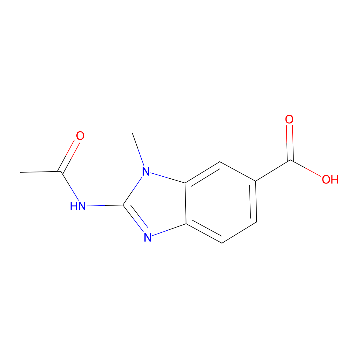 2-acetamido-1-methyl-1H-1,3-benzodiazole-6-carboxylic acid molecular structure, CAS 2680742-91-8