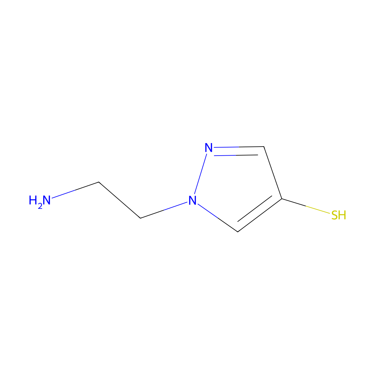 1-(2-aminoethyl)-1H-pyrazole-4-thiol molecular structure, CAS 2680742-94-1