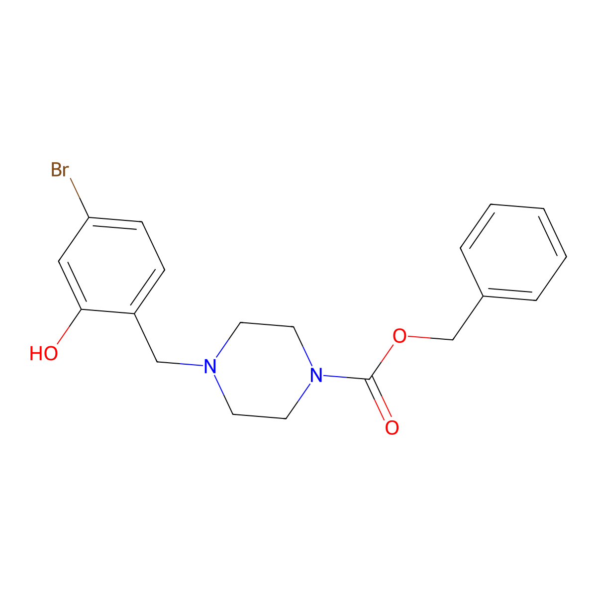 Benzyl 4-[(4-bromo-2-hydroxyphenyl)methyl]piperazine-1-carboxylate molecular structure, CAS 2680743-11-5