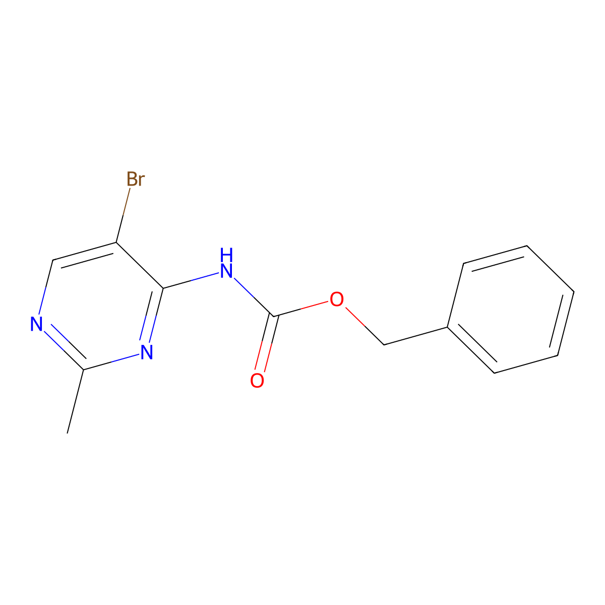 benzyl N-(5-bromo-2-methylpyrimidin-4-yl)carbamate molecular structure, CAS 2680743-13-7