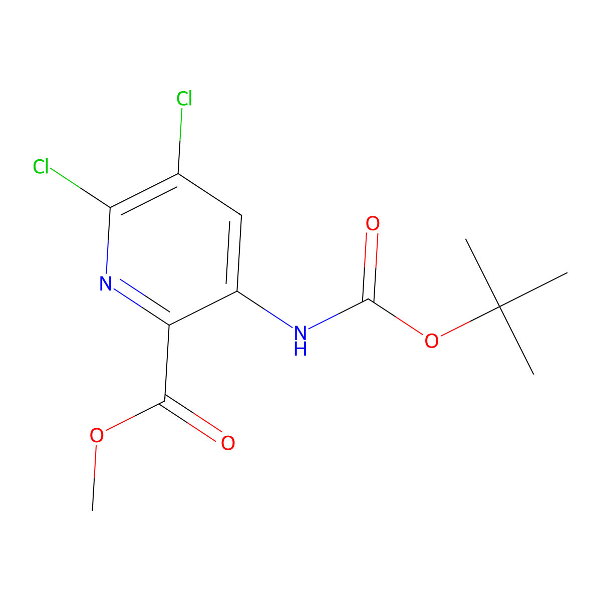 Methyl 3-{[(tert-butoxy)carbonyl]amino}-5,6-dichloropyridine-2-carboxylate molecular structure, CAS 2680743-15-9