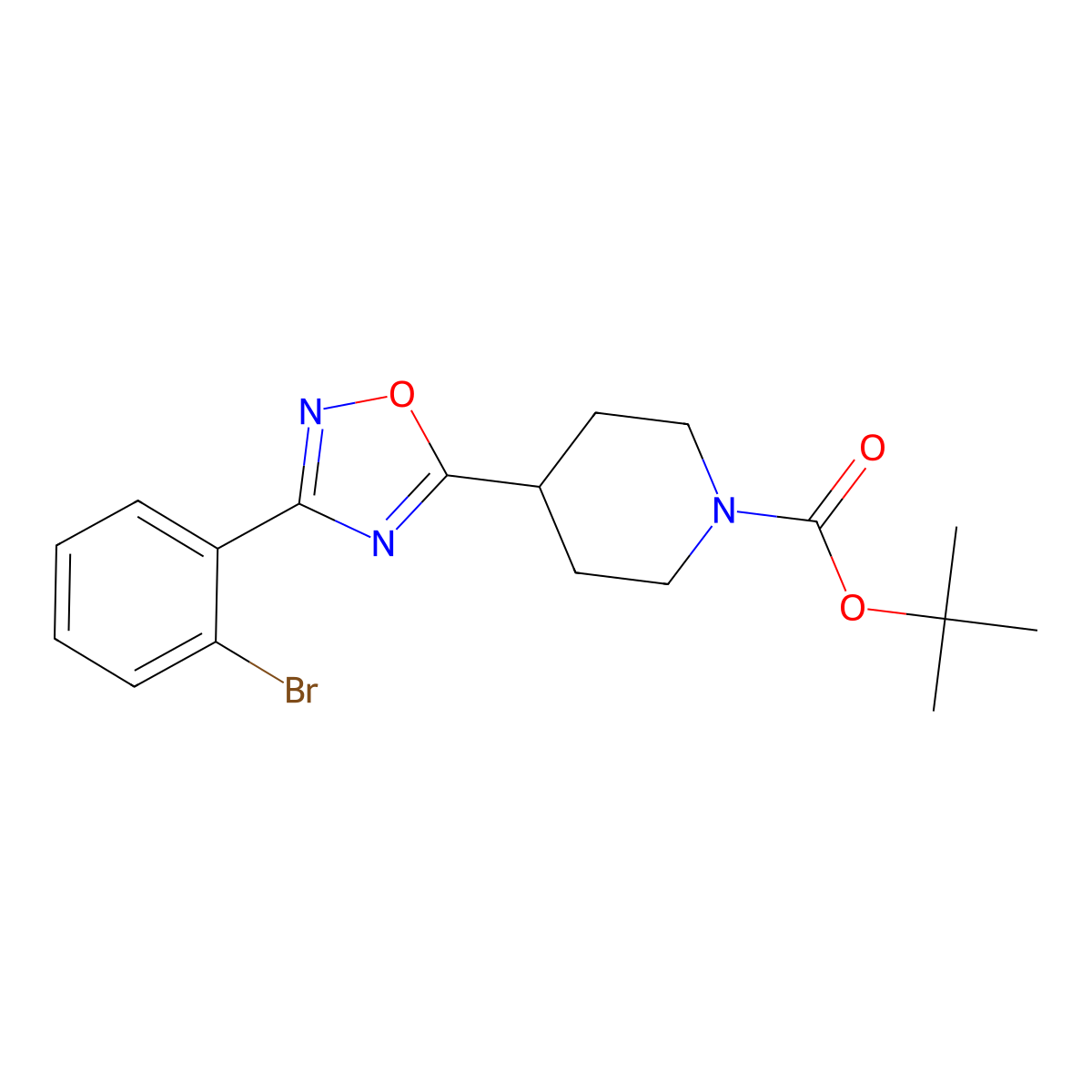 Tert-butyl 4-[3-(2-bromophenyl)-1,2,4-oxadiazol-5-yl]piperidine-1-carboxylate molecular structure, CAS 2680743-31-9