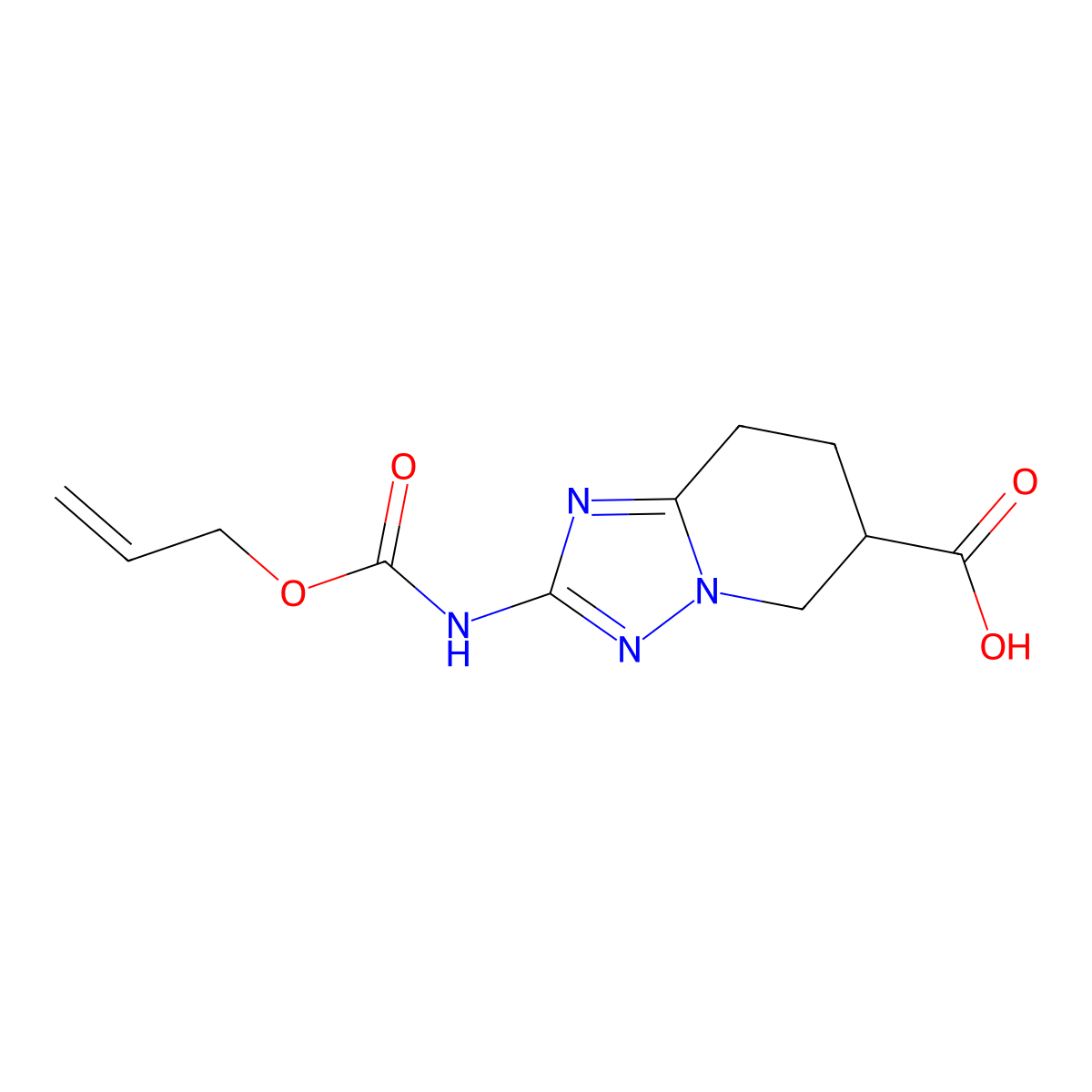2-{[(prop-2-en-1-yloxy)carbonyl]amino}-5H,6H,7H,8H-[1,2,4]triazolo[1,5-a]pyridine-6-carboxylic acid molecular structure, CAS 2680743-32-0