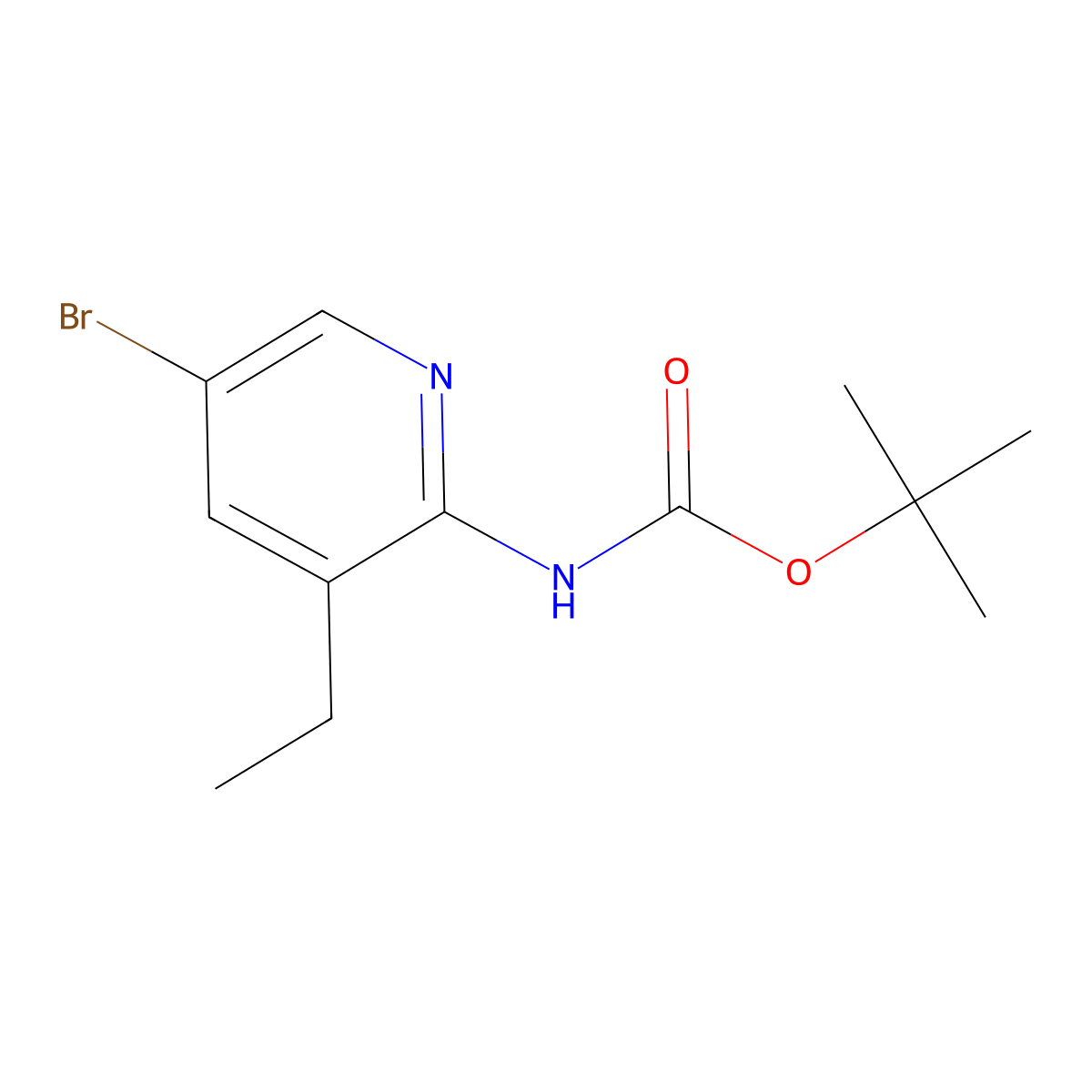 tert-butyl N-(5-bromo-3-ethylpyridin-2-yl)carbamate molecular structure, CAS 2680743-35-3
