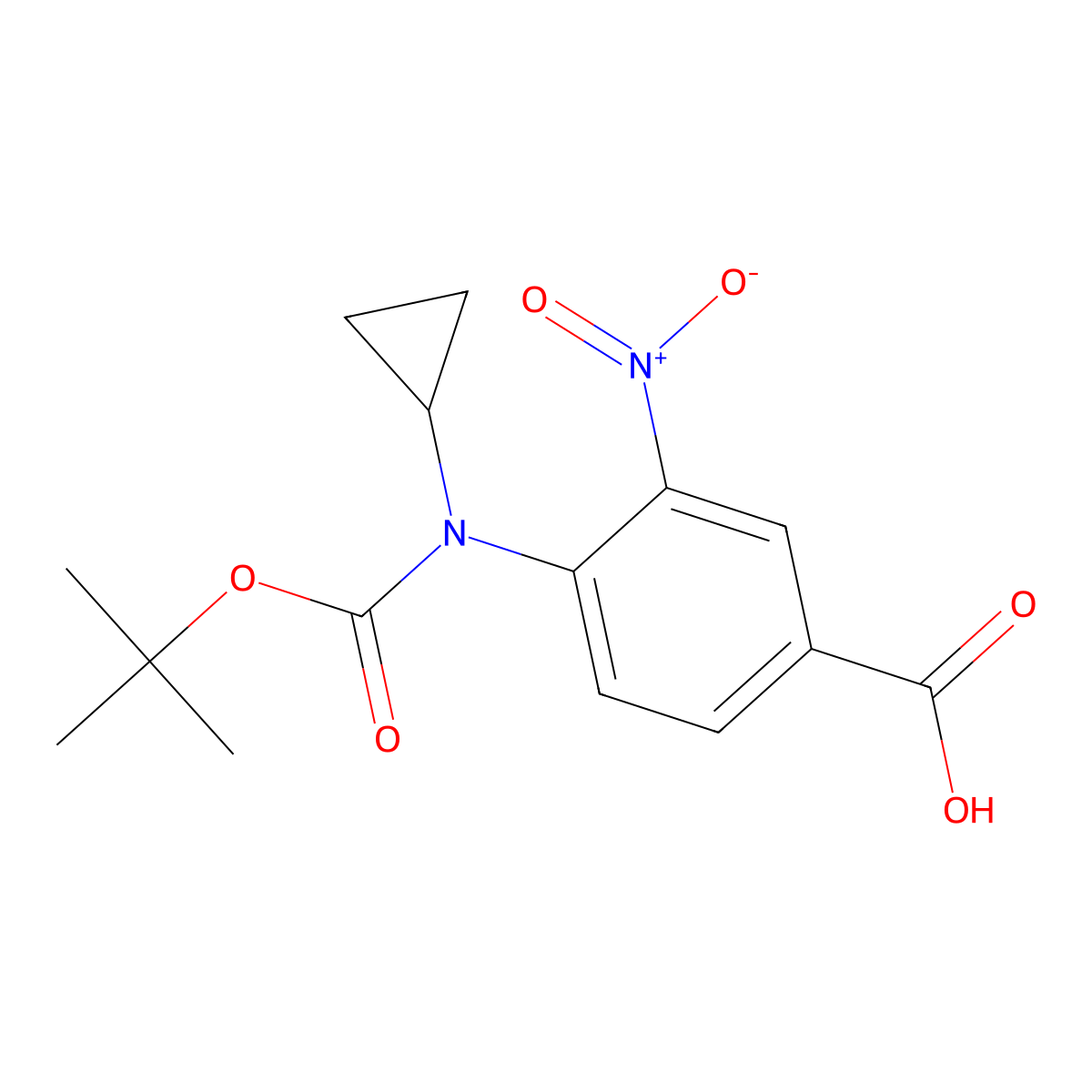 4-{[(Tert-butoxy)carbonyl](cyclopropyl)amino}-3-nitrobenzoic acid molecular structure, CAS 2680743-36-4