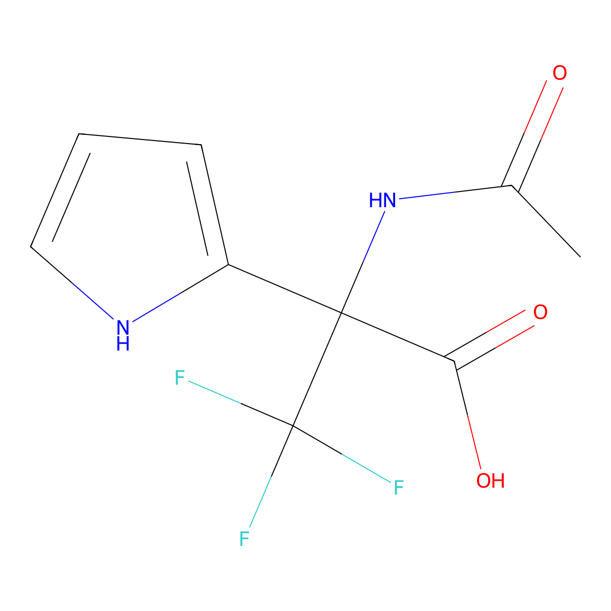 2-acetamido-3,3,3-trifluoro-2-(1H-pyrrol-2-yl)propanoic acid molecular structure, CAS 2680743-42-2