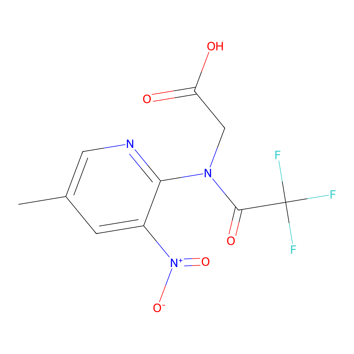 2-[2,2,2-trifluoro-N-(5-methyl-3-nitropyridin-2-yl)acetamido]acetic acid molecular structure, CAS 2680743-43-3