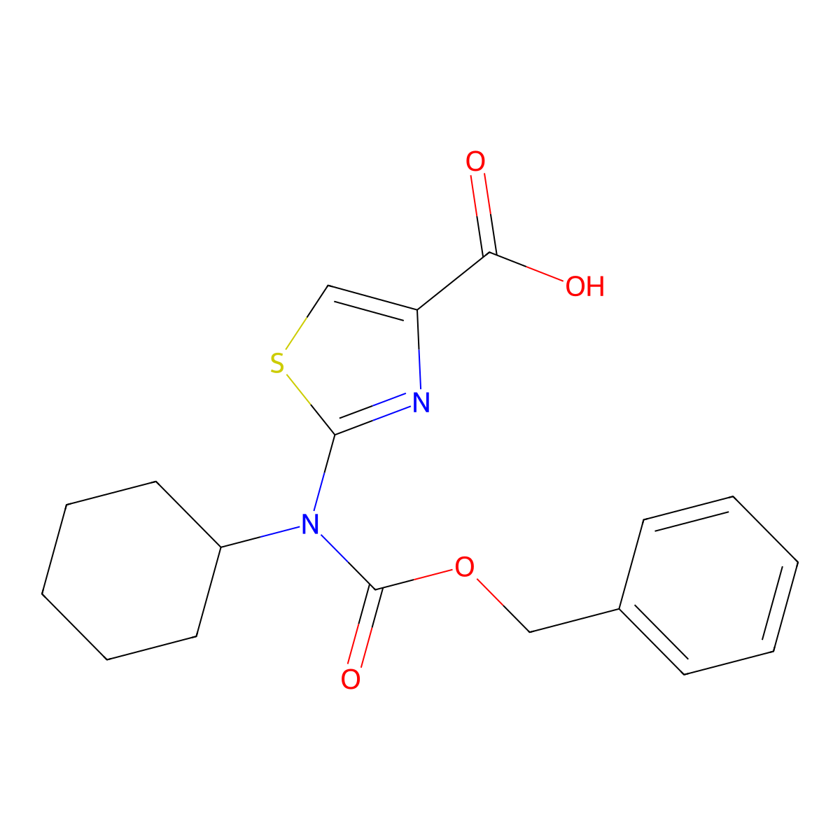 2-{[(Benzyloxy)carbonyl](cyclohexyl)amino}-1,3-thiazole-4-carboxylic acid molecular structure, CAS 2680743-46-6