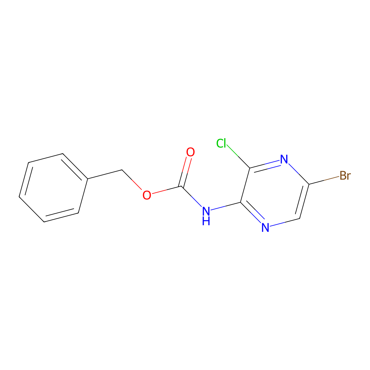 benzyl N-(5-bromo-3-chloropyrazin-2-yl)carbamate molecular structure, CAS 2680743-49-9