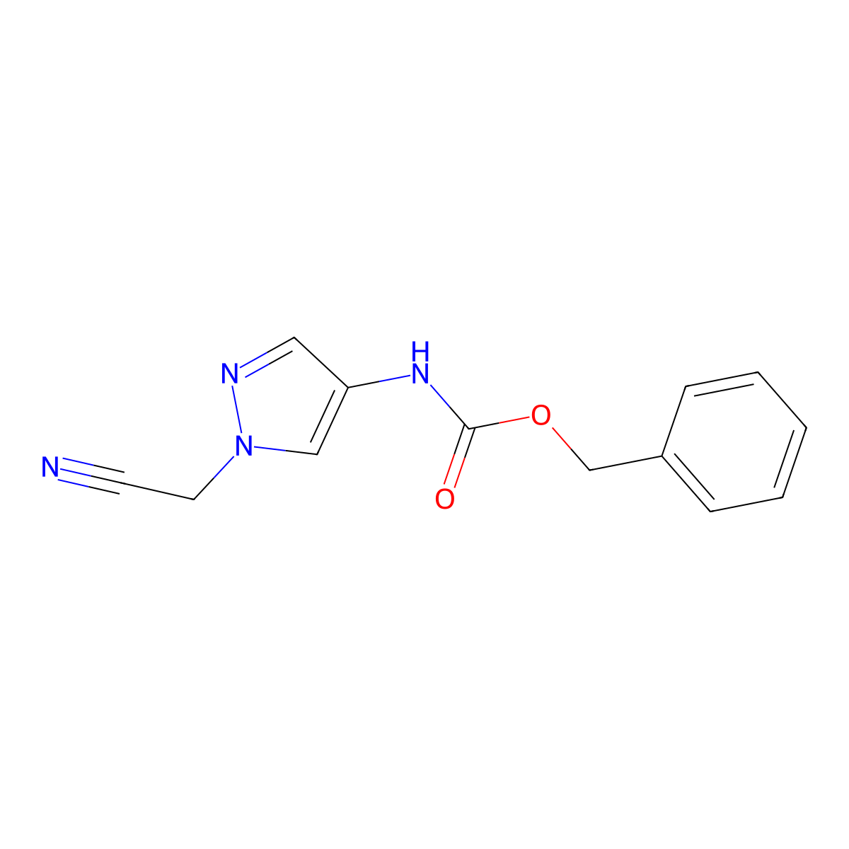 benzyl N-[1-(cyanomethyl)-1H-pyrazol-4-yl]carbamate molecular structure, CAS 2680743-50-2