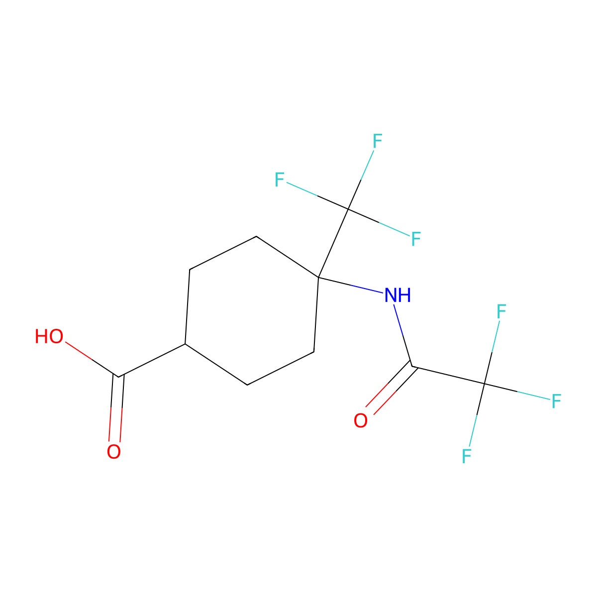 4-(2,2,2-Trifluoroacetamido)-4-(trifluoromethyl)cyclohexane-1-carboxylic acid molecular structure, CAS 2680743-51-3