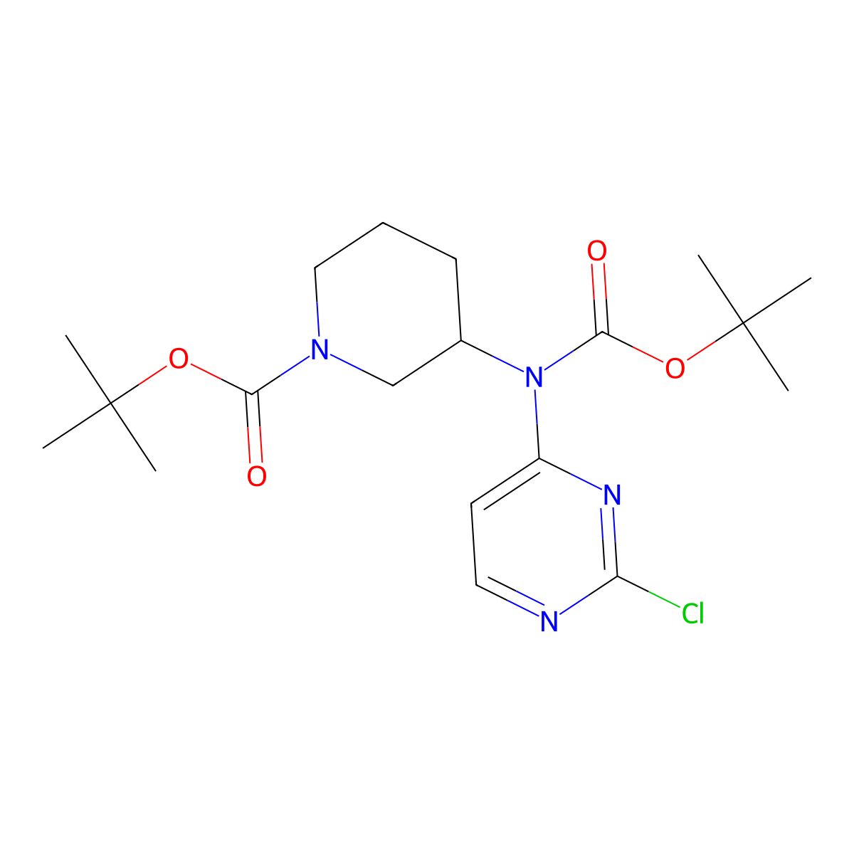 Tert-butyl 3-{[(tert-butoxy)carbonyl](2-chloropyrimidin-4-yl)amino}piperidine-1-carboxylate molecular structure, CAS 2680743-61-5