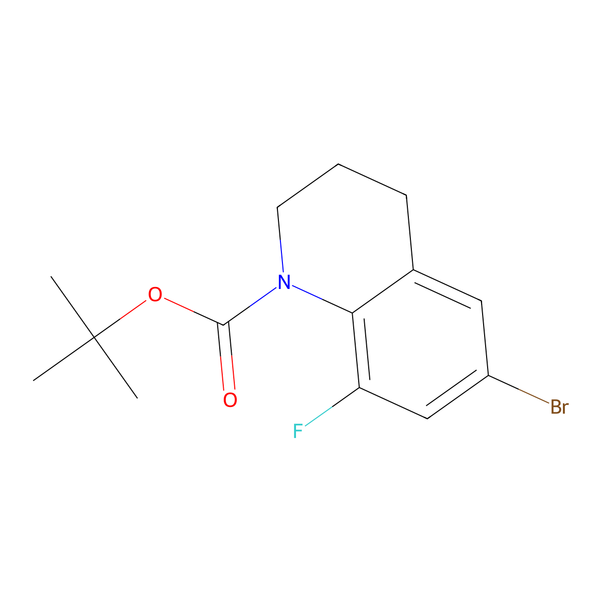 Tert-butyl 6-bromo-8-fluoro-1,2,3,4-tetrahydroquinoline-1-carboxylate molecular structure, CAS 2680743-63-7