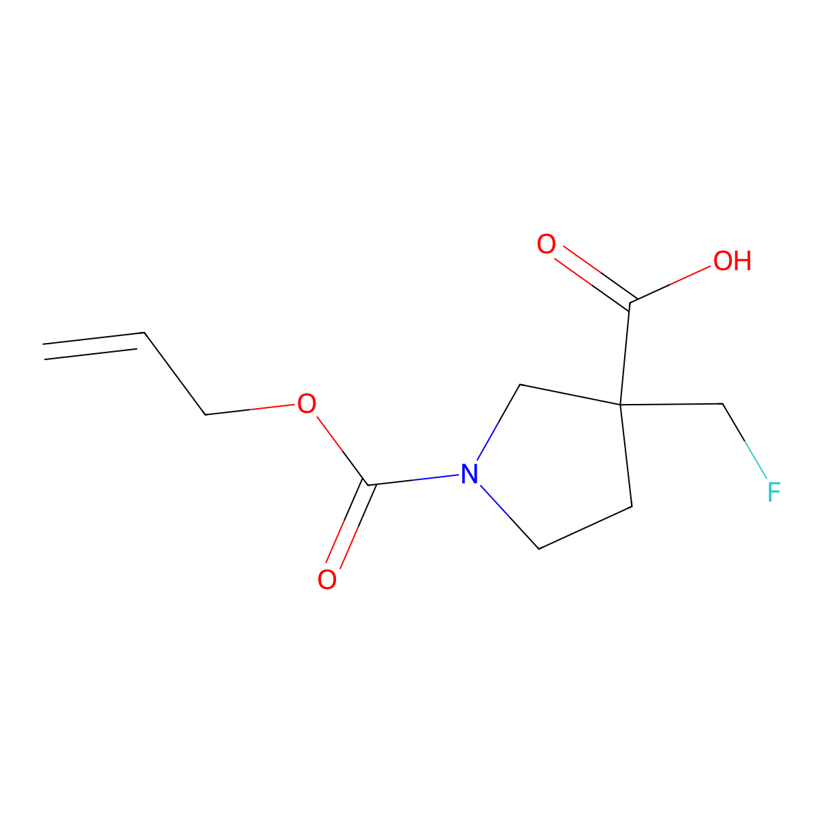 3-(Fluoromethyl)-1-[(prop-2-en-1-yloxy)carbonyl]pyrrolidine-3-carboxylic acid molecular structure, CAS 2680743-65-9