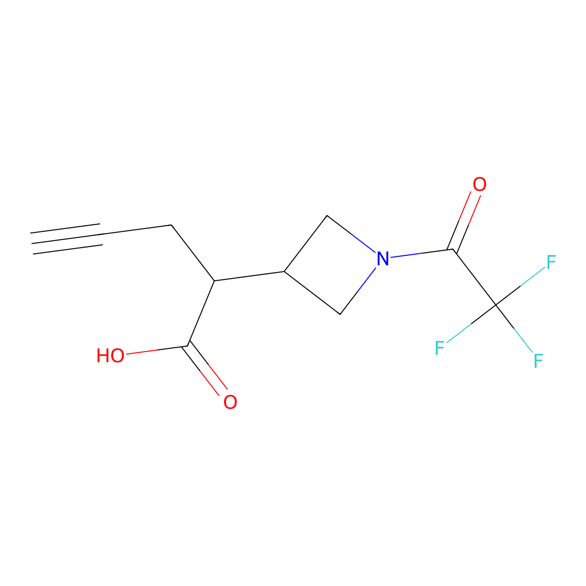2-[1-(2,2,2-Trifluoroacetyl)azetidin-3-yl]pent-4-ynoic acid molecular structure, CAS 2680743-71-7