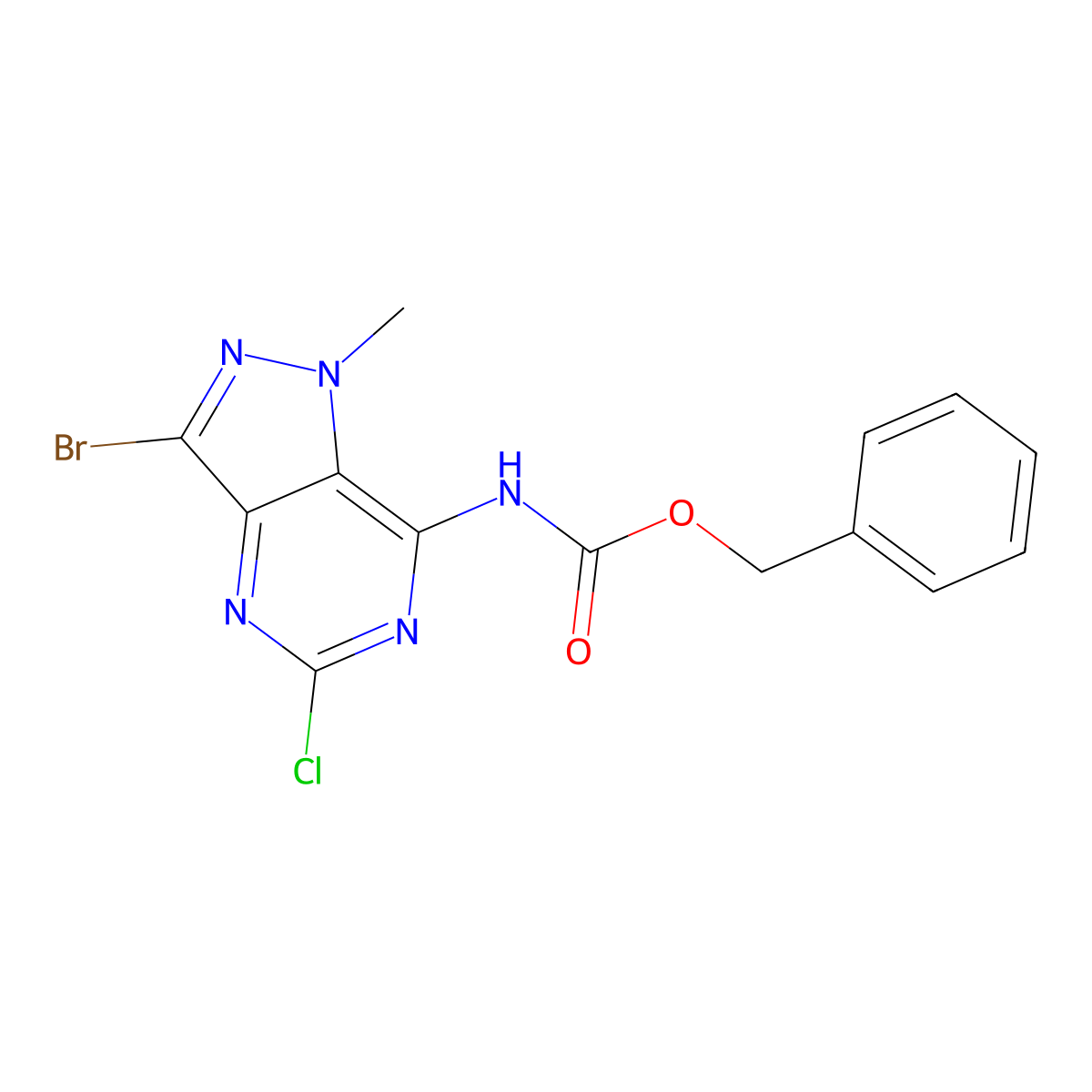 benzyl N-{3-bromo-5-chloro-1-methyl-1H-pyrazolo[4,3-d]pyrimidin-7-yl}carbamate molecular structure, CAS 2680743-72-8