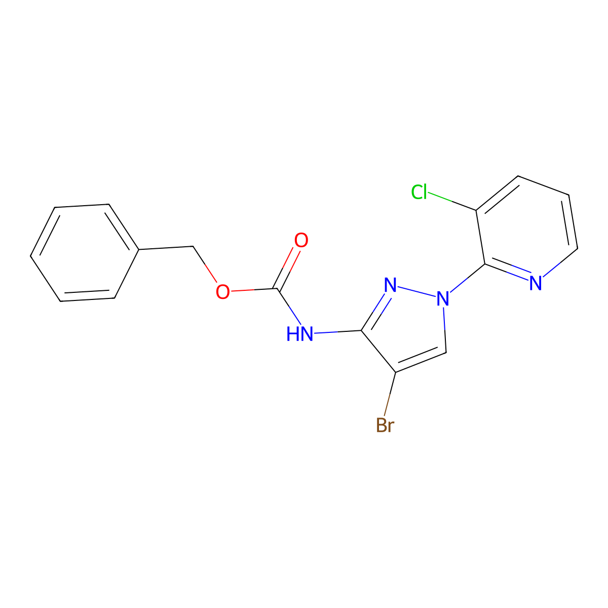 benzyl N-[4-bromo-1-(3-chloropyridin-2-yl)-1H-pyrazol-3-yl]carbamate molecular structure, CAS 2680743-73-9