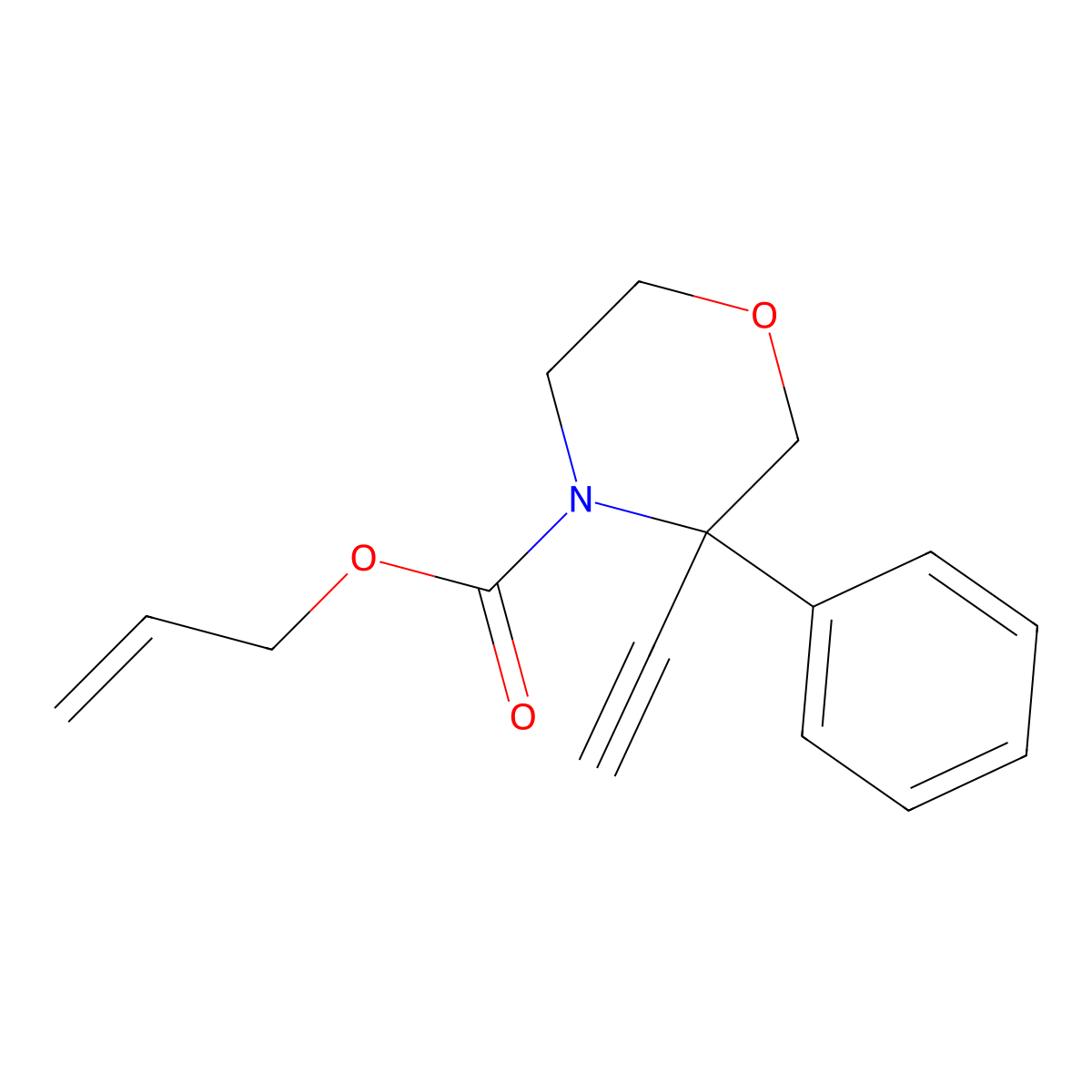 Prop-2-en-1-yl 3-ethynyl-3-phenylmorpholine-4-carboxylate molecular structure, CAS 2680743-78-4