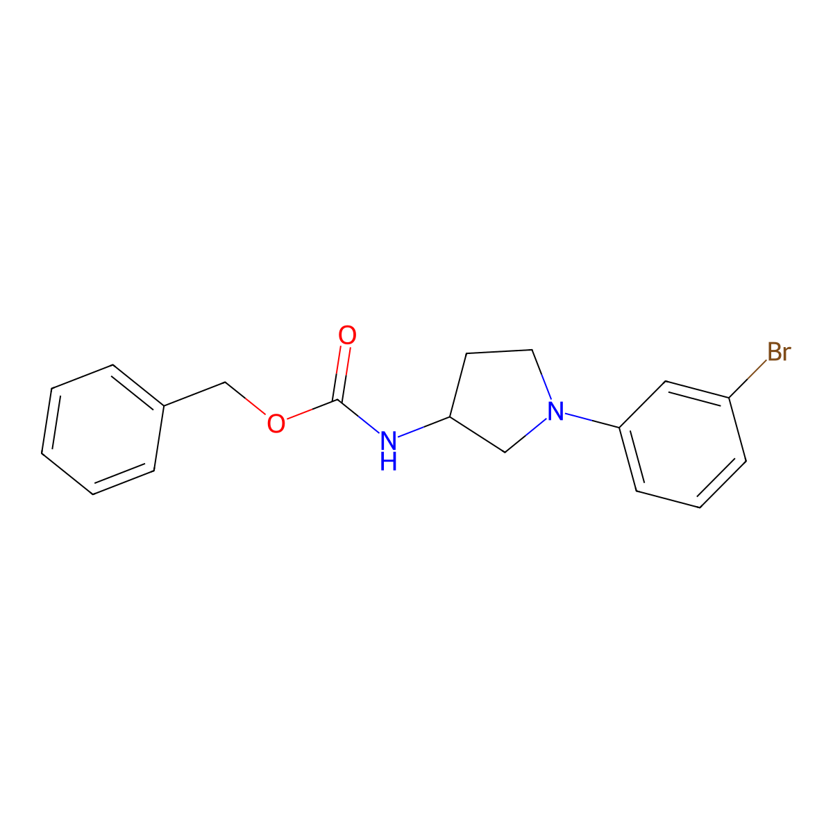 benzyl N-[1-(3-bromophenyl)pyrrolidin-3-yl]carbamate molecular structure, CAS 2680743-79-5