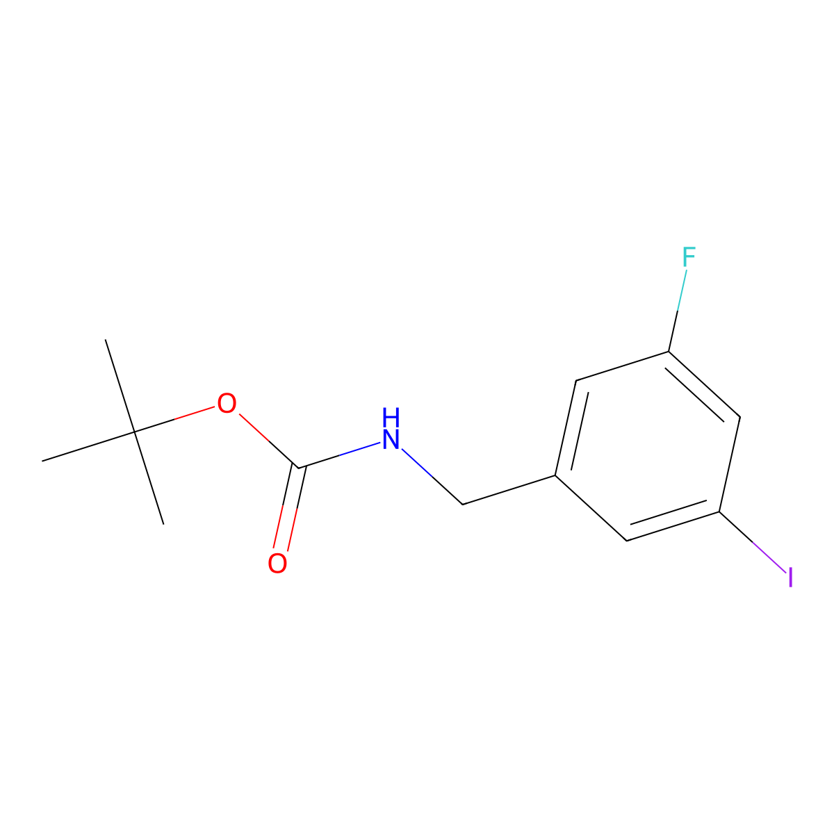 tert-butyl N-[(3-fluoro-5-iodophenyl)methyl]carbamate molecular structure, CAS 2680743-82-0