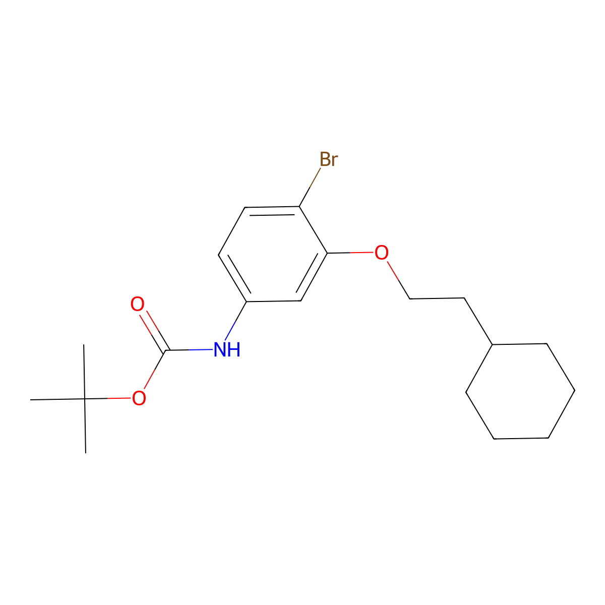 tert-butyl N-[4-bromo-3-(2-cyclohexylethoxy)phenyl]carbamate molecular structure, CAS 2680743-86-4