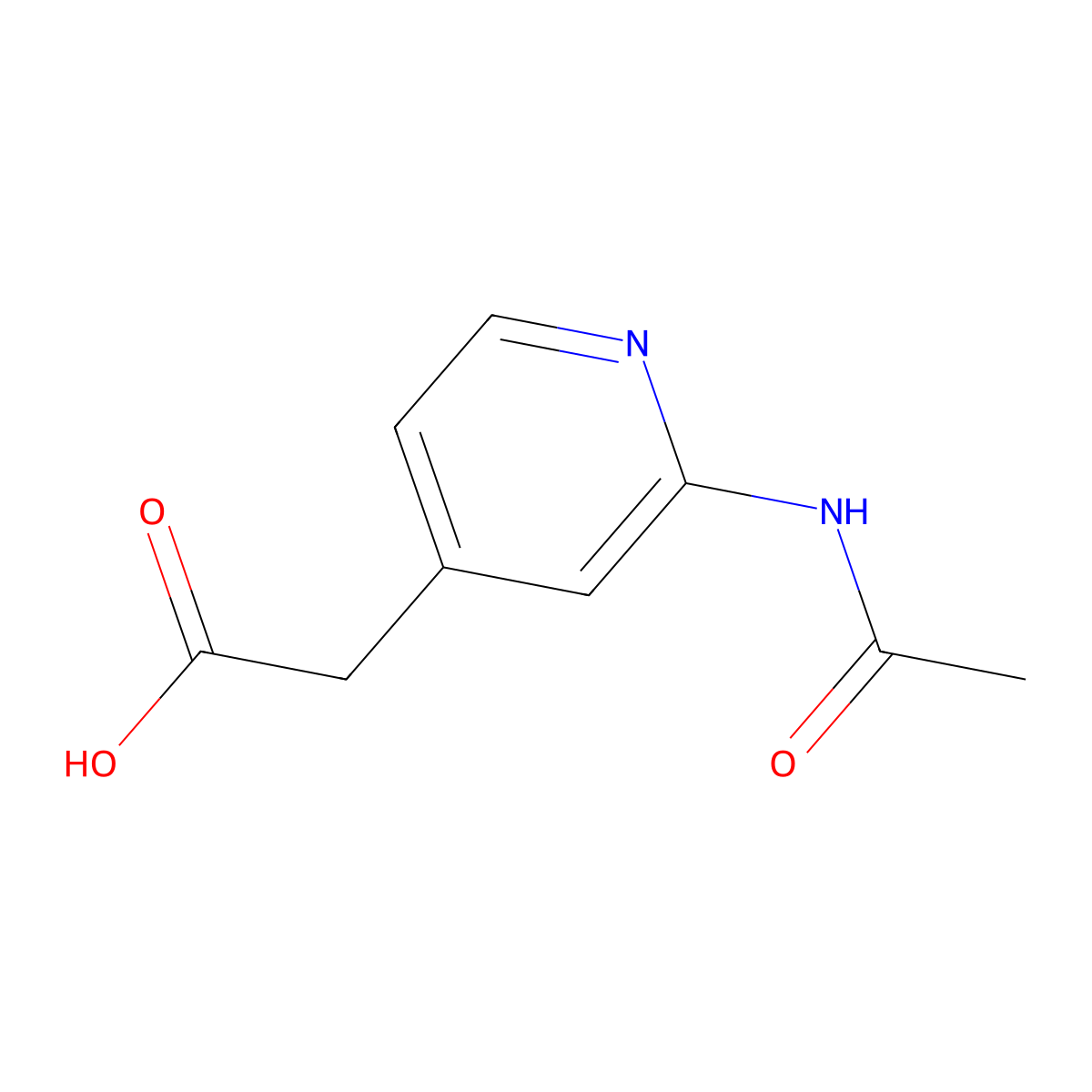 2-(2-Acetamidopyridin-4-yl)acetic acid molecular structure, CAS 2680743-88-6