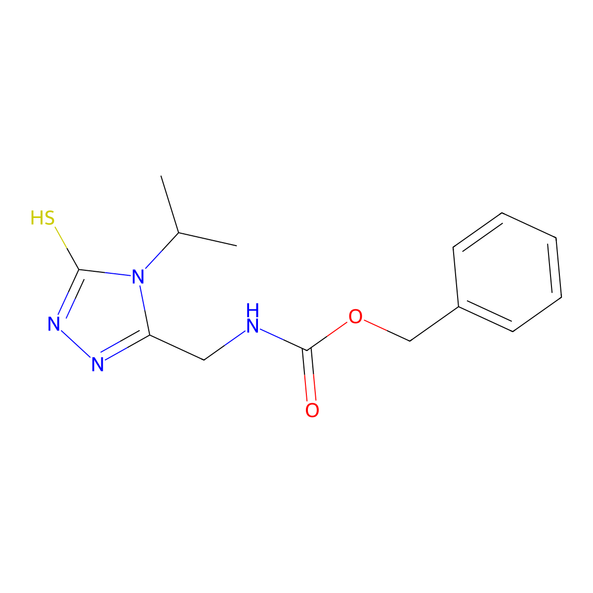 benzyl N-{[4-(propan-2-yl)-5-sulfanyl-4H-1,2,4-triazol-3-yl]methyl}carbamate molecular structure, CAS 2680743-95-5