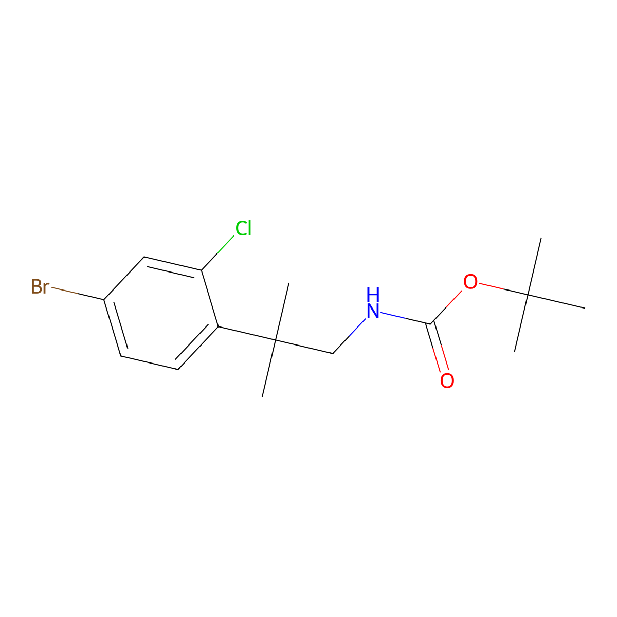 tert-butyl N-[2-(4-bromo-2-chlorophenyl)-2-methylpropyl]carbamate molecular structure, CAS 2680744-01-6