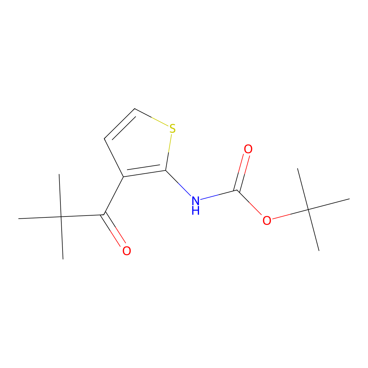 tert-butyl N-[3-(2,2-dimethylpropanoyl)thiophen-2-yl]carbamate molecular structure, CAS 2680744-02-7
