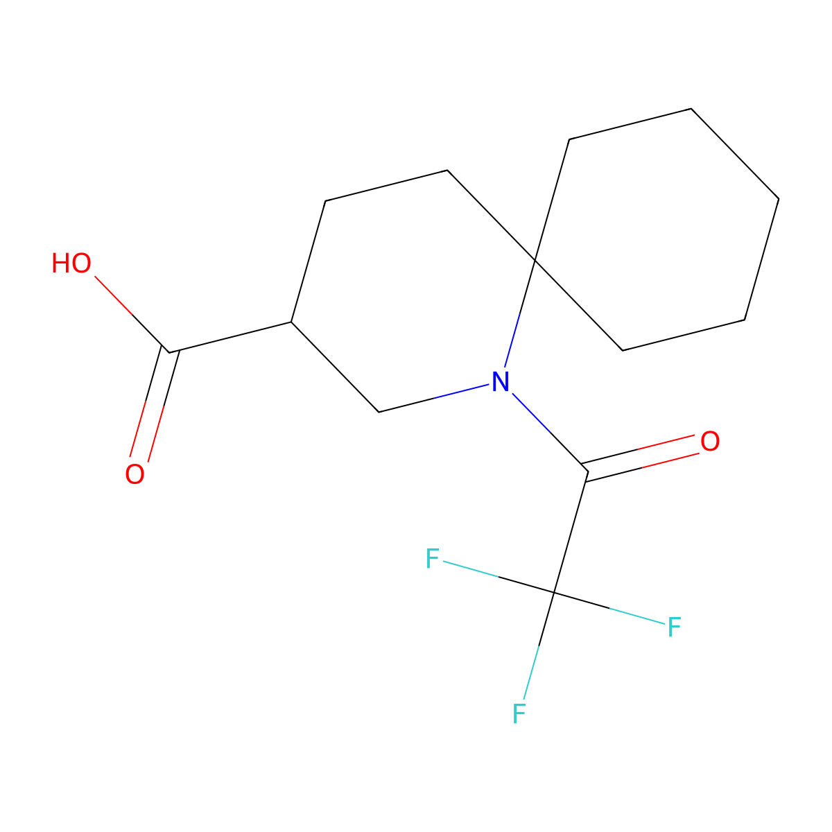 1-(2,2,2-Trifluoroacetyl)-1-azaspiro[5.5]undecane-3-carboxylic acid molecular structure, CAS 2680744-07-2