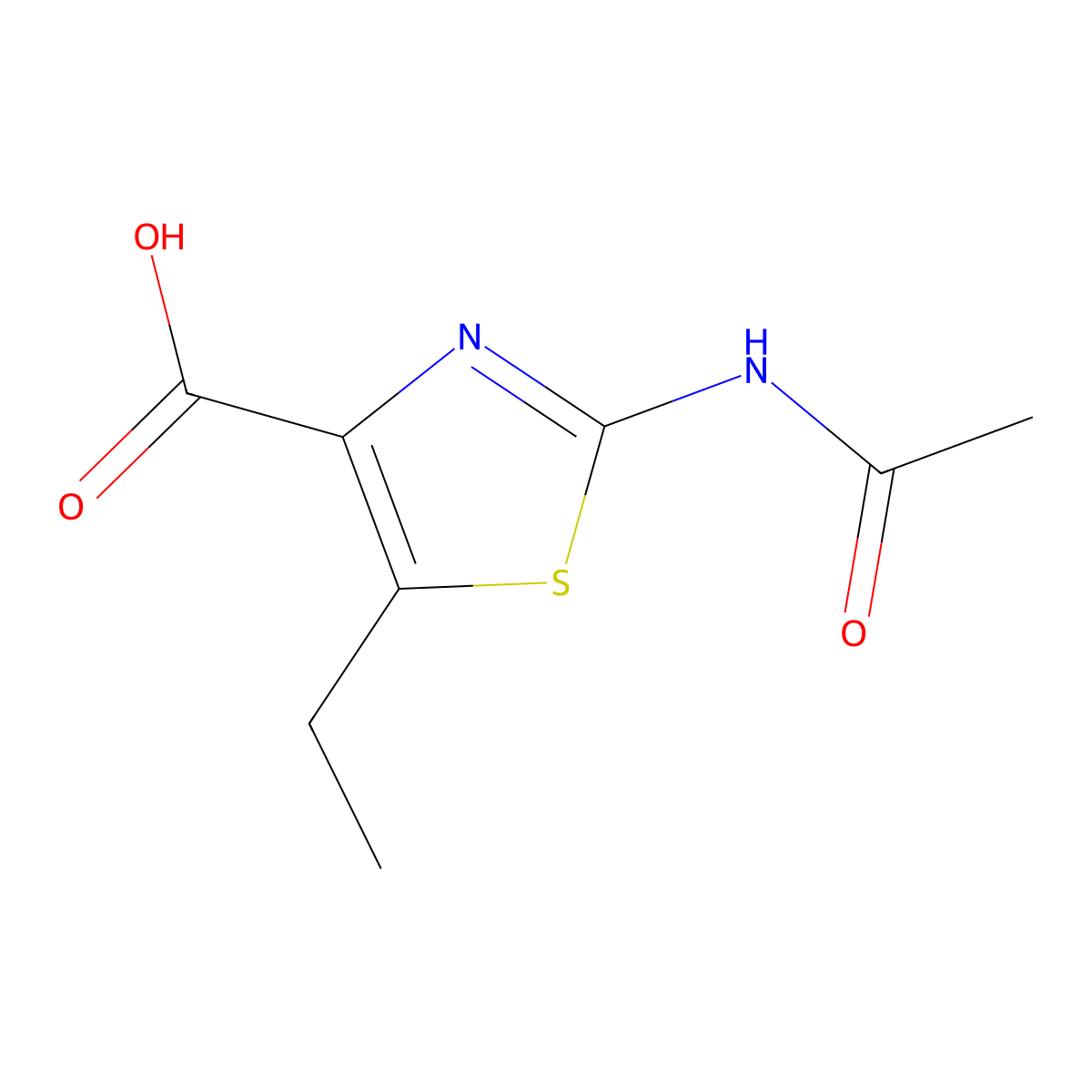 2-Acetamido-5-ethyl-1,3-thiazole-4-carboxylic acid molecular structure, CAS 2680744-08-3