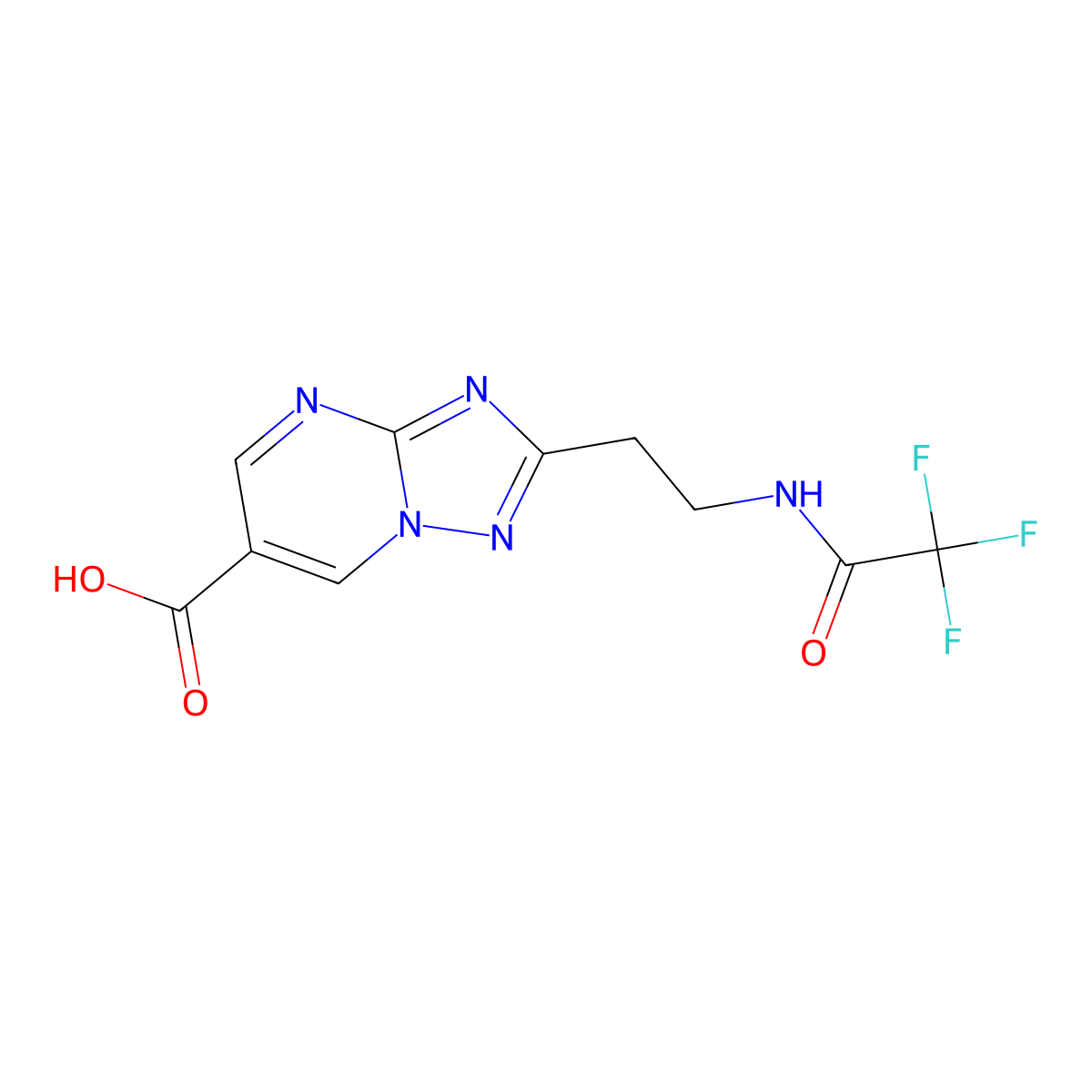 2-[2-(2,2,2-Trifluoroacetamido)ethyl]-[1,2,4]triazolo[1,5-a]pyrimidine-6-carboxylic acid molecular structure, CAS 2680744-10-7