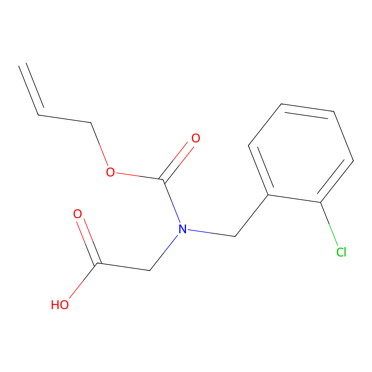 2-{[(2-Chlorophenyl)methyl][(prop-2-en-1-yloxy)carbonyl]amino}acetic acid molecular structure, CAS 2680744-11-8
