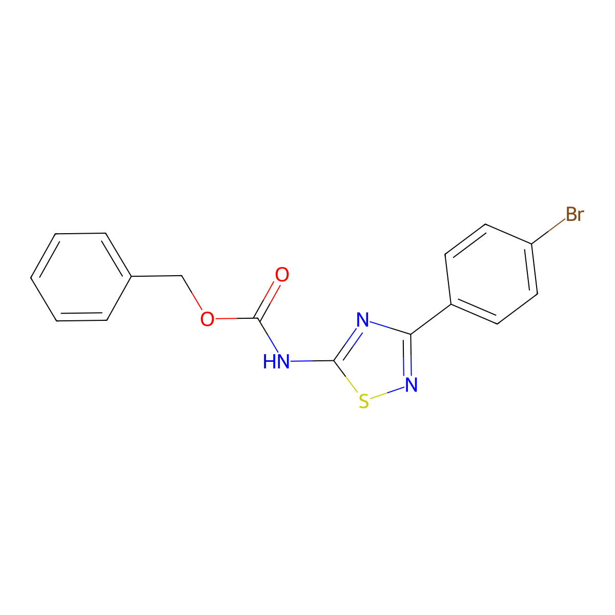 benzyl N-[3-(4-bromophenyl)-1,2,4-thiadiazol-5-yl]carbamate molecular structure, CAS 2680744-15-2