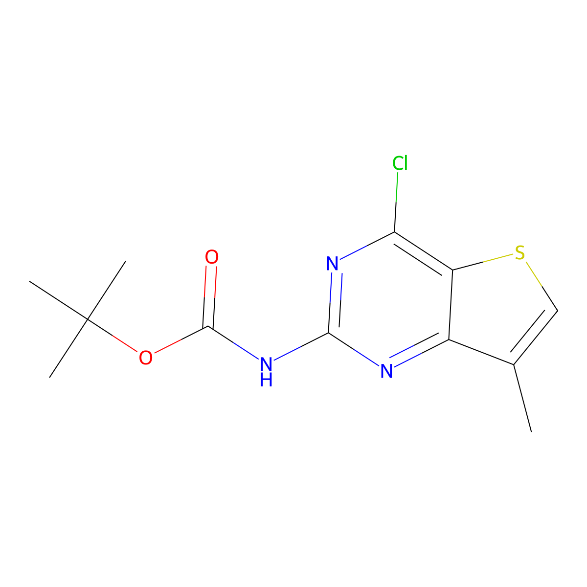 tert-butyl N-{4-chloro-7-methylthieno[3,2-d]pyrimidin-2-yl}carbamate molecular structure, CAS 2680744-18-5